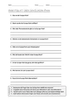 Vorschau - Arbeitsblätter - AB mit Fragen zum Thema "Europa-Park" + Lösungsblatt + Infografik - Deckblatt