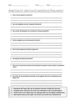 Vorschau - Arbeitsblätter - AB mit Fragen zum Thema "Europäisches Parlament" + Lösungsblatt + Mindmap + Infografik - Deckblatt