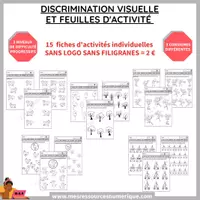 Aperçu - Feuilles d'exercices - DISCRIMINATION VISUELLE ET FEUILLES D'ACTIVITÉ (DOSSIER COMPLET) - Page de couverture