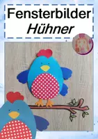 Vorschau - Mal- und Bastelvorlagen - Fensterbilder: Bunte Hühner - Deckblatt