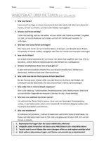 Vorschau - Arbeitsblätter - AB mit Fragen zum Thema "Ferien" + Lösungsblatt - Seite 1