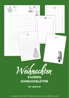 Vorschau - Mal- und Bastelvorlagen - kinder.kunst.klasse - KREATIV-VORLAGE - Schmuckblätter mit Lineatur "Weihnachten" schwarz/weiß - Deckblatt