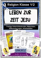 Vorschau - Unterrichtsreihen - Das Leben zur Zeit Jesu - Klasse 1, 2 - 7-stündige fertige Unterrichtsreihe mit allen Materialien - Religion Grundschule - Deckblatt