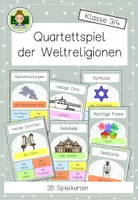Vorschau - Spiele - Quartett (Quintett): Die Weltreligionen (Religion Grundschule Klasse 3-4) - Deckblatt