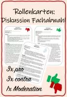 Vorschau - Arbeitsblätter - Rollenkarten zur Diskussion über Fächerabwahl in der Schule - Deckblatt