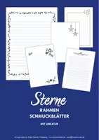Vorschau - Mal- und Bastelvorlagen - kinder.kunst.klasse - KREATIV-VORLAGE - Schmuckblätter mit Lineatur "Sterne" schwarz/weiß - Deckblatt