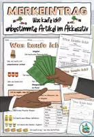 Vista previa - Hojas de trabajo - Entrada de memoria "Was kaufe ich?" artículos indefinidos en acusativo - Productos en el supermercado - Alemán - Portada