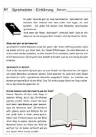 Vorschau - Stundenentwürfe - Sprichwörter, die ihren Ursprung in der Bibel haben - Deckblatt