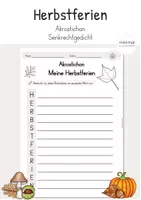Vorschau - Arbeitsblätter - Herbstferien Akrostichon Gedicht - Deckblatt