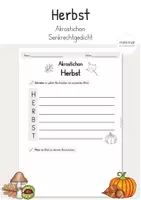 Vorschau - Arbeitsblätter - Herbst Akrostichon Gedicht - Deckblatt