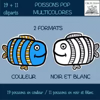 Aperçu - Affichage - Cliparts poissons couleurs pop ou N&B - Page 2