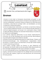 Vorschau - Arbeitsblätter - Leseverständnis - Bremen + Lösungen - Seite 1