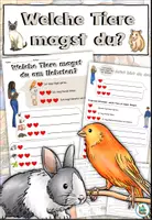 Aperçu - Feuilles d'exercices - Exercice "Welche Tiere magst du?" Animaux domestiques - volontiers, plus volontiers, plus volontiers - Allemand - Page de couverture
