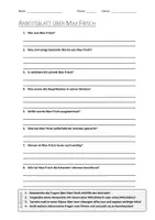 Vorschau - Arbeitsblätter - AB mit Fragen zum Thema "Max Frisch" + Lösungsblatt + Mindmap + Infografik - Deckblatt