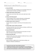 Vorschau - Arbeitsblätter - AB mit Fragen zum Thema "Frucht" + Lösungsblatt - Seite 1