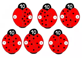 Vorschau - Spiele - Verliebte Zahlen - Marienkäfer - Bastelvorlage - Deckblatt