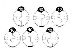 Vorschau - Spiele - Verliebte Zahlen - Marienkäfer - Bastelvorlage - Seite 1