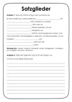 Vorschau - Arbeitsblätter - Satzglieder erkennen. Übungen - Seite 1