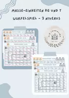 Vorschau - Spiele - Würfelspiel: Einheiten umwandeln Kilogramm und Tonne (Gewicht kg und t) - Deckblatt