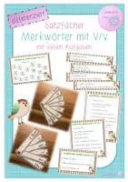 Vorschau - Spiele - Merkwörter mit V/v - Satzfächer mit differenzierten Aufgaben - Deckblatt