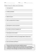 Vorschau - Arbeitsblätter - AB mit Fragen zum Thema "Gähnen" + Lösungsblatt - Deckblatt