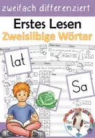 Vorschau - Unterrichtsreihen - Erstes Lesen - zweisilbige Wörter - Silben zusammen ziehen und lesen mit Tafelmaterial - Deckblatt