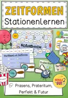 Vorschau - Arbeitsblätter - ZEITFORMEN Verben Lerntheke / Stationenlernen/ Deutsch - Deckblatt