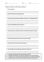 Vorschau - Arbeitsblätter - AB mit Fragen zum Thema "Bill Gates" + Lösungsblatt + Infografik - Deckblatt