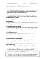 Vorschau - Arbeitsblätter - AB mit Fragen zum Thema "Gene" + Lösungsblatt - Seite 1