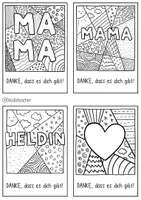 Vorschau - Mal- und Bastelvorlagen - Pop-Art MUTTERTAG - DIY Postkarten (Mama, Mami, Heldin, Herz + Stern) - Seite 3