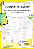 Vorschau - Arbeitsblätter - Deutschschularbeit - Fortsetzungsgeschichte + Grammatikteil - bearbeitbar - Klasse 4 - Deckblatt