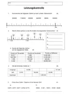 Vorschau - Test - Leistungskontrolle Ordnung natürlicher Zahlen - Deckblatt