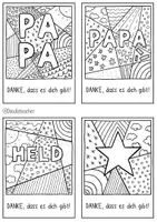 Vorschau - Mal- und Bastelvorlagen - Pop-Art DIY Postkarten VATERTAG / Papa, Papi, Held & Blanko Version - Seite 3