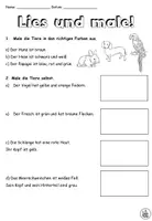 Aperçu - Feuilles d'exercices - Lire et dessiner "Haustiere" Allemand - Page 1