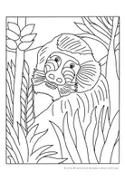 Vorschau - Mal- und Bastelvorlagen - Henri Rousseau: "Mandrill im Dschungel" - Ausmalbild - Seite 2