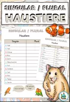 Vista previa - Hojas de trabajo - Singular Plural "Haustiere" Alemán - Portada