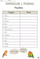 Vista previa - Hojas de trabajo - Singular Plural "Haustiere" Alemán - página 1