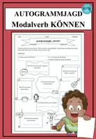 Vorschau - Spiele - Autogrammjagd Modalverb können Grammatik A1 DaF DaZ Spiel Bingo - Deckblatt