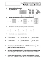 Vorschau - Test - Leistungskontrolle Anteile von Größen - Deckblatt