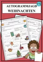 Vorschau - Arbeitsblätter - Autogrammjagd Weihnachten Landeskunde Niveau A2 DaF DaZ Bingo Spiel - Deckblatt