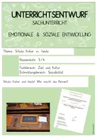 Vorschau - Stundenentwürfe - Unterrichtsentwurf Sachunterricht - Schule früher vs. heute - eine Debatte! - Deckblatt