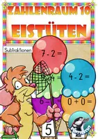 Vorschau - Stationenlernen - Mathematik - Legematerial im Zahlenraum 10 - Eiskugeln ( Subtraktionen ) - Deckblatt