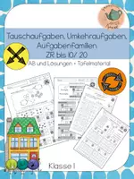 Vorschau - Arbeitsblätter - Tauschaufgaben, Umkehraufgaben, Aufgabenfamilien im ZR bis 20 - AB mit Lösungen - Deckblatt