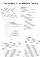 Vorschau - Arbeitsblätter - 1 falsches Wort - 5 verschiedene Themen - Seite 1