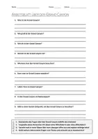 Vorschau - Arbeitsblätter - AB mit Fragen zum Thema "Grand Canyon" + Lösungsblatt + Mindmap + Infografik - Deckblatt