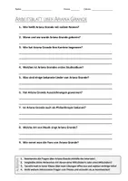 Vorschau - Arbeitsblätter - AB mit Fragen zum Thema "Ariana Grande" + Lösungsblatt + Infografik - Deckblatt