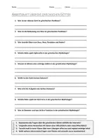 Vorschau - Arbeitsblätter - AB mit Fragen zum Thema "Griechische Götter" + Lösungsblatt + Mindmap + Infografik - Deckblatt