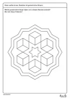 Vorschau - Mal- und Bastelvorlagen - Geometrische Körper im Mandala (Würfel und Quader) - Seite 1