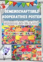 Vorschau - Mal- und Bastelvorlagen - Gemeinschaftsbild Kooperatives Poster Gemeinsam sind wir Klasse - Deckblatt