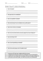 Vorschau - Arbeitsblätter - AB mit Fragen zum Thema "Handball" + Lösungsblatt + Infografik - Deckblatt